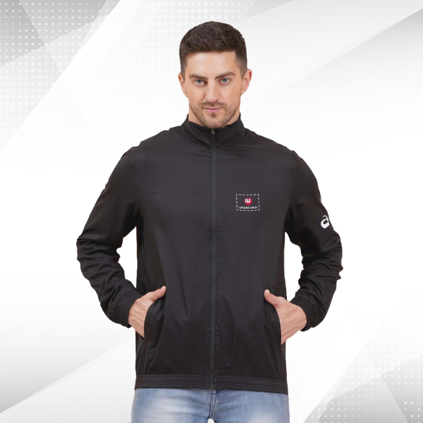 ASICS Solid Track Jacket with Logo & Custom Branding - (Black)-0