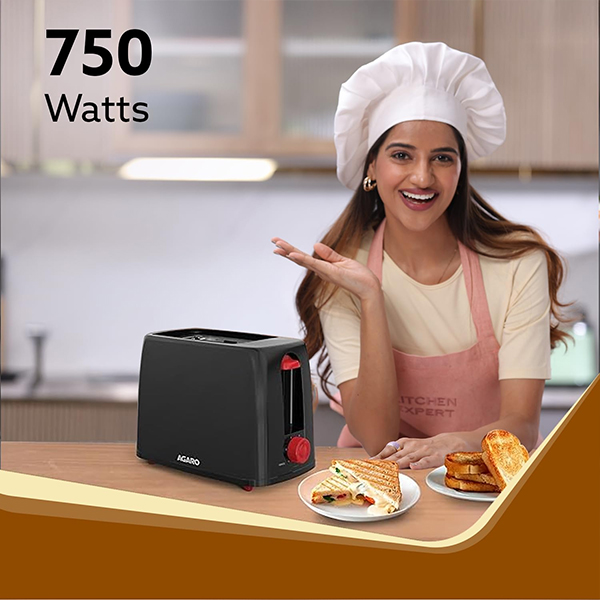 AGARO Olympia Pop Up Toaster - 750 W (Black)-2