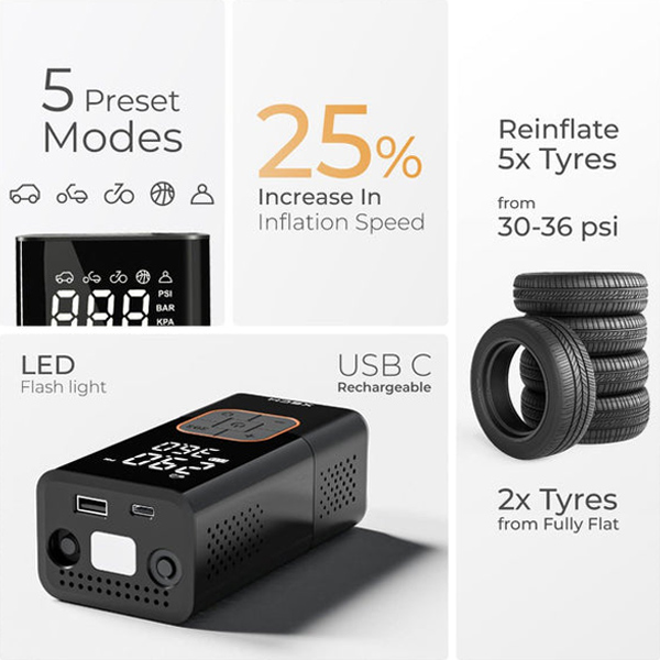 XECH Inflate Rechargeable Tyre Inflator-2