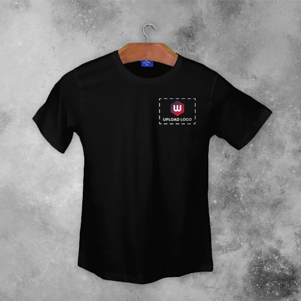 Ruffty Crew Neck Cotton T-shirt for Men Black - Custom Logo Left Chest-3