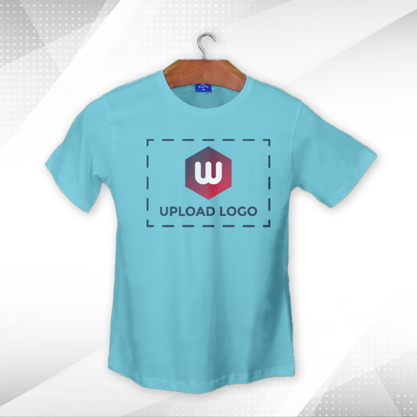 Ruffty Crew Neck Cotton T-shirt for Men Aqua Blue - Custom Logo-2