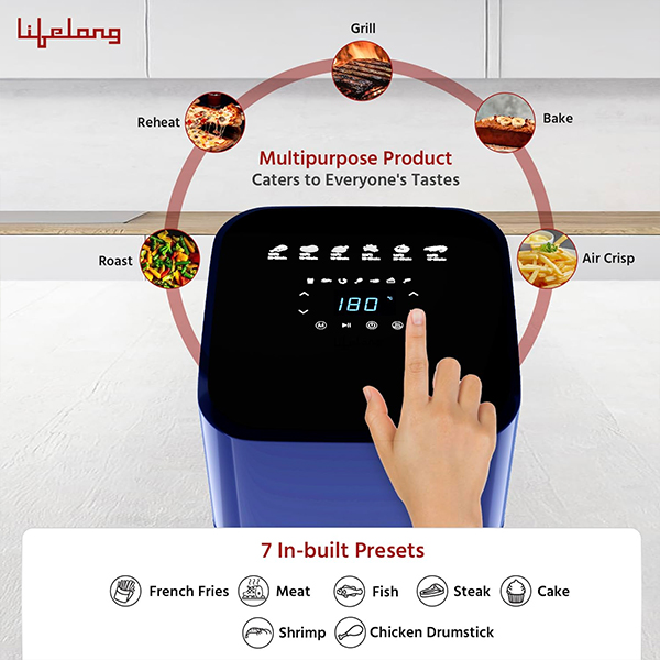 Lifelong LLHFD450 1200W 4L Air Fryer | Hot Air Circulation Technology-4