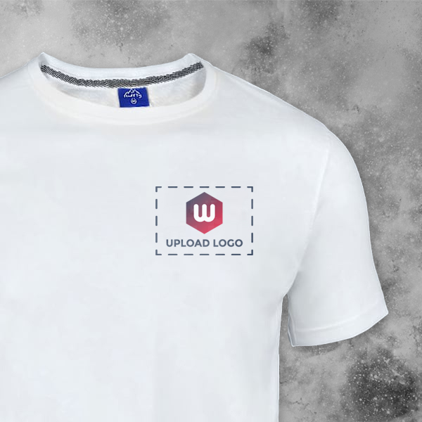 Ruffty Crew Neck Cotton T-shirt for Men White - Custom Logo Left Chest-1