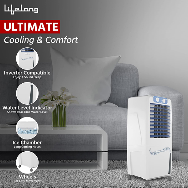 Lifelong Air Cooler with Water Level Indicator, Ice Chamber -12L (LLAC912)-3