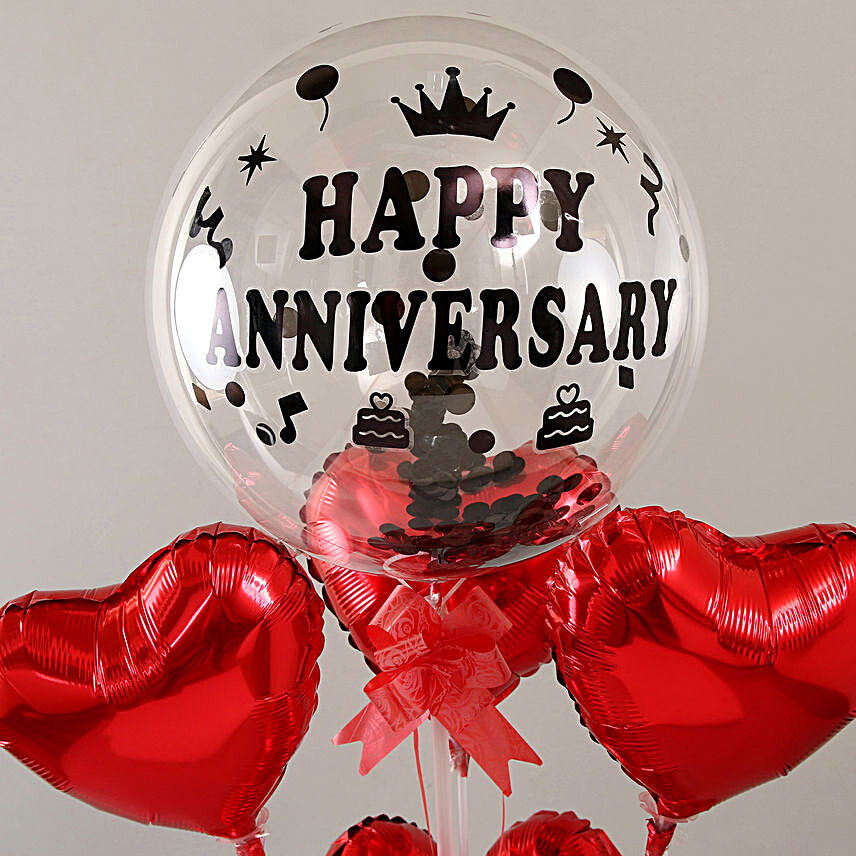 Red Hearts Happy Anniversary Balloon Bouquet-1