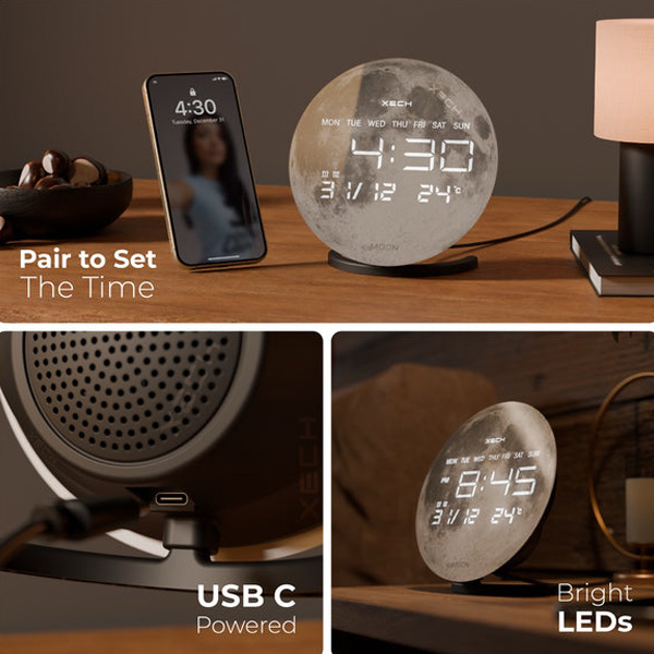 XECH Solaris X (Moon) Desktop Clock Speaker-2