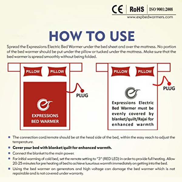 Expressions Super Soft Mink Electric Bed Warmer - Single Bed Size (150cms x 80cms)- Purple-6