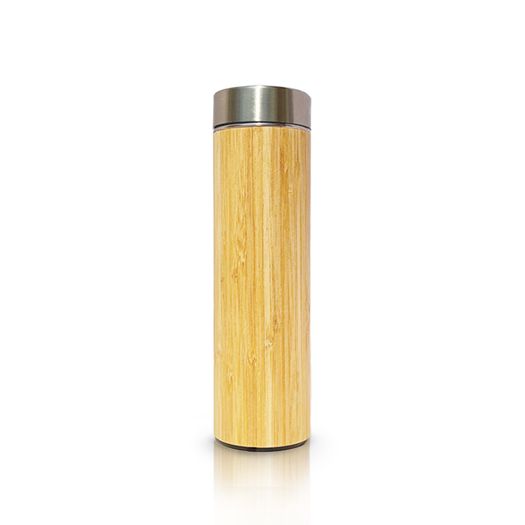 Bamboo Bottle Plastic Base 500 ml with Custom Logo Branding