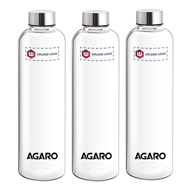 AGARO Elite Borosilicate Glass Water Bottles, Pack of 3 (1000ml)-0