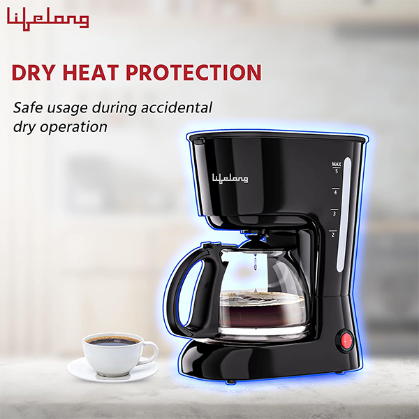 Lifelong Drip Coffee Maker for 5 Cups - Coffee Machine with Water Level Indicator -LLCMK901-3