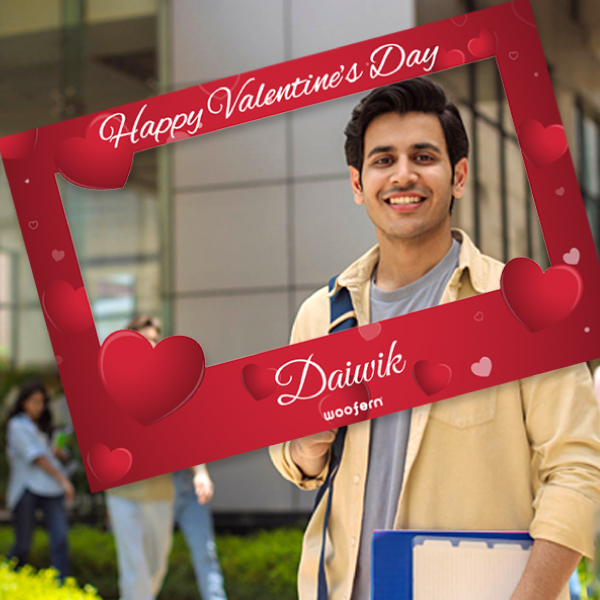 Valentine Party Selfie Photo Booth Frame with Customize Name-1