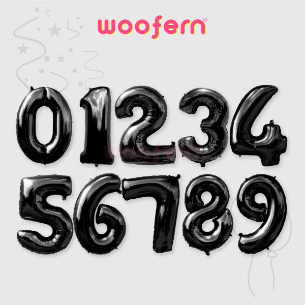 Black Foil Number Balloon 0 to 9 Balloons Set