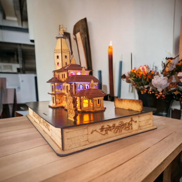 Ayodhya Ram Mandir Wooden Model | Custom Logo for Events & Branding