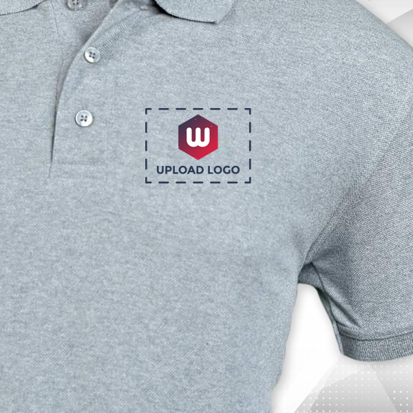 Embroidered Classic Polo T-shirt for Men Grey Melange – Custom Logo Left Chest-1