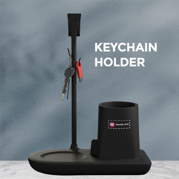 EO Desk Station Pen Stand For Study Table with Self Watering Plant Pot (Marble Black)-2