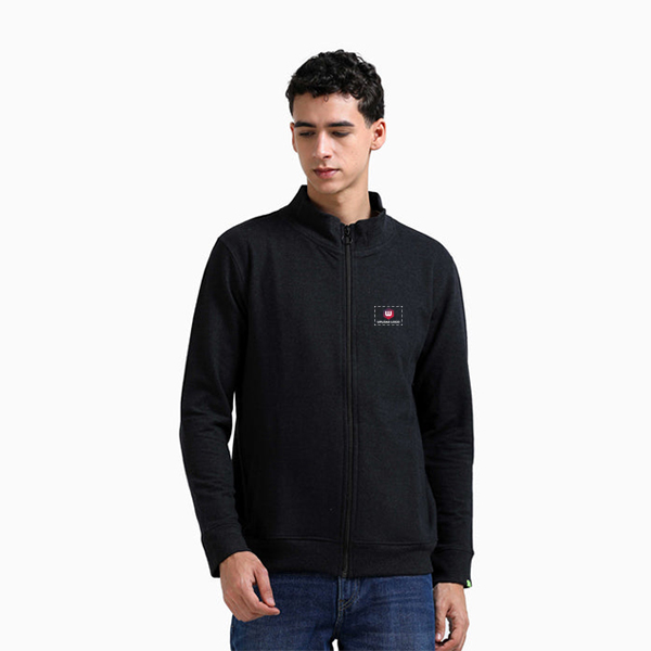 Caslay High Neck Jacket with Custom Logo (Charcoal Melange)-0