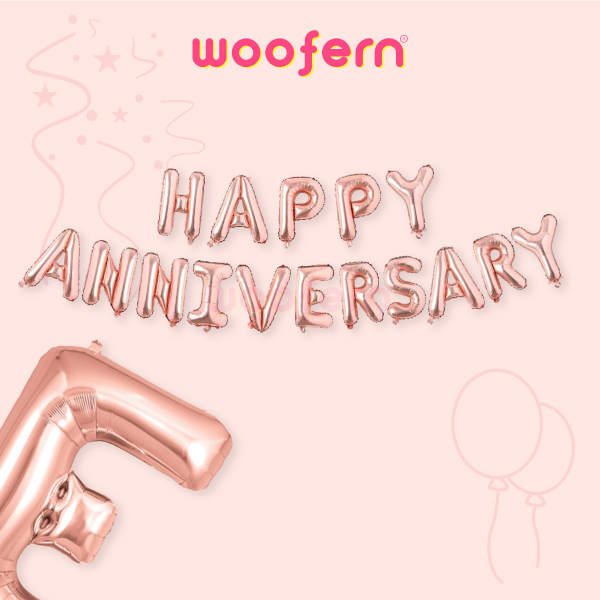 Happy Anniversary Foil Balloon 16 inch Balloon Banner (Rose Gold)-0