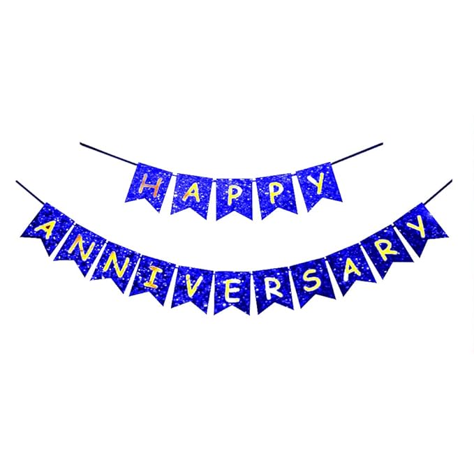 Happy Anniversary Glitter Banner - Blue