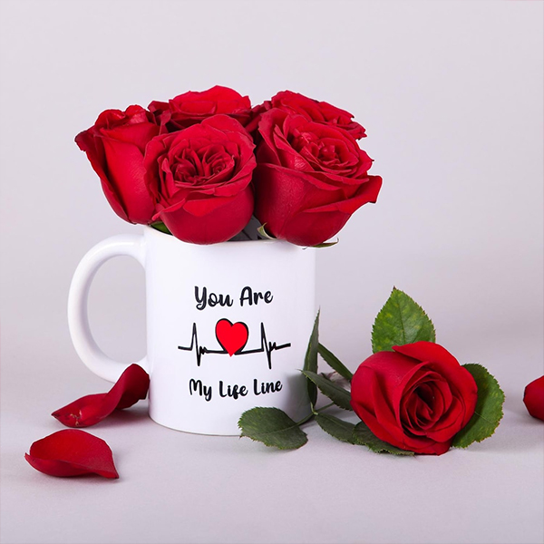 Love Quote Mug With Red Roses