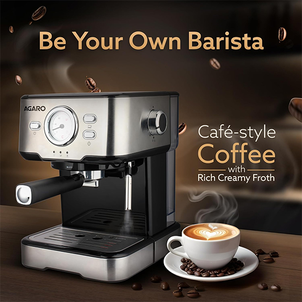 AGARO Imperial Espresso Coffee Maker – 15-Bar Pressure, 1100W-1