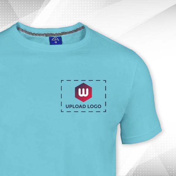 Ruffty Crew Neck Cotton T-shirt for Men Aqua Blue - Custom Logo Left Chest-1