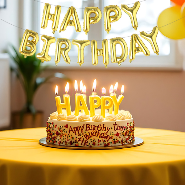 Happy Birthday 13 Pcs Letters Set Foil Balloon (Gold)-1