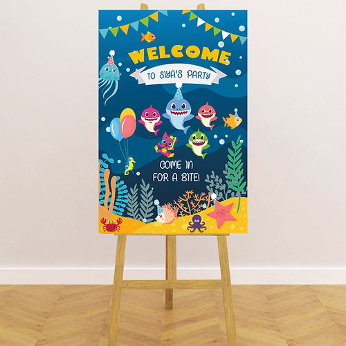 Birthday Party Shark Theme Welcome Board