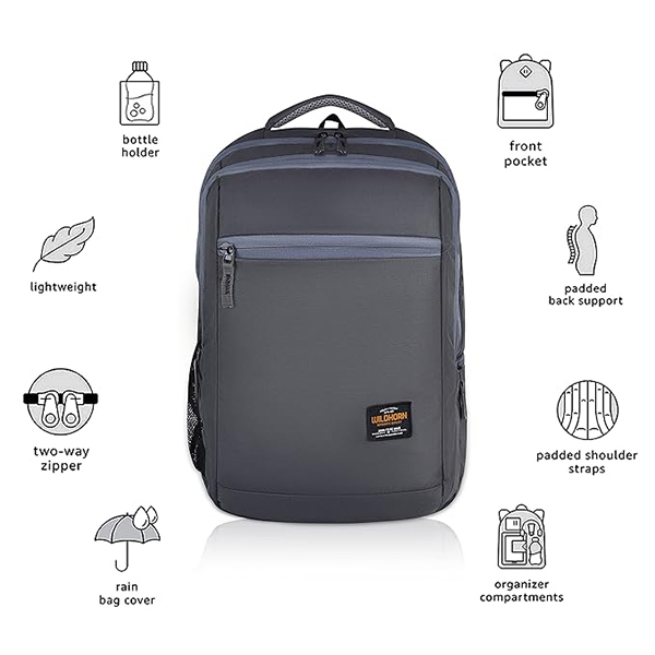 WILDHORN Leuven Laptop Backpack Designed for office, travel (Grey)-3