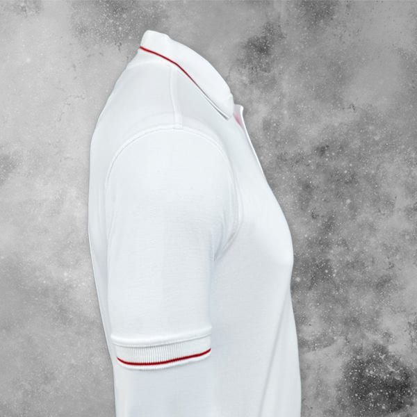 Scott Organic Cotton Polo T-Shirt for Men White with Red - Custom Logo Left Chest-2