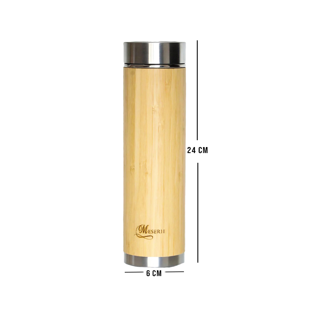 Bamboo Water Bottle with Strainer & Stainless Steel Lid 500ml-2