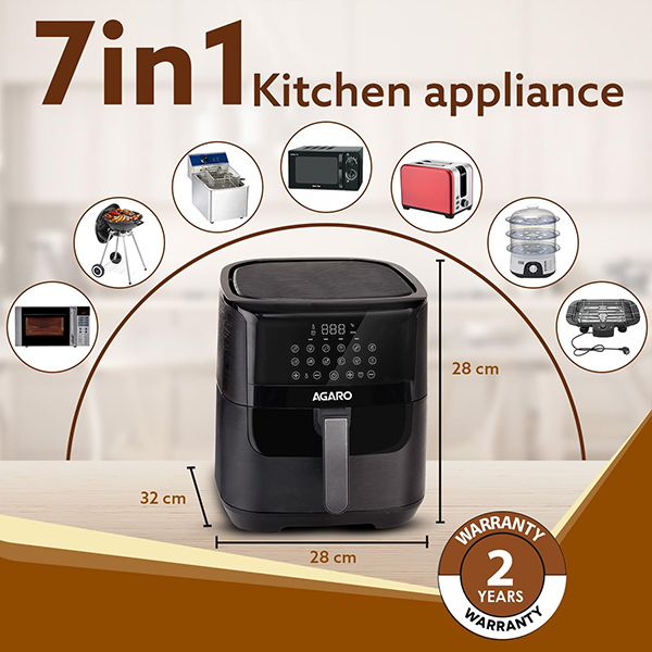 AGARO Elegant Air Fryer 1800W - 6.5L Black-6
