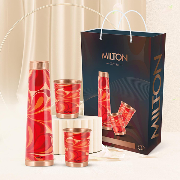 MILTON Copper Eterna Diwali Gift Set - Red