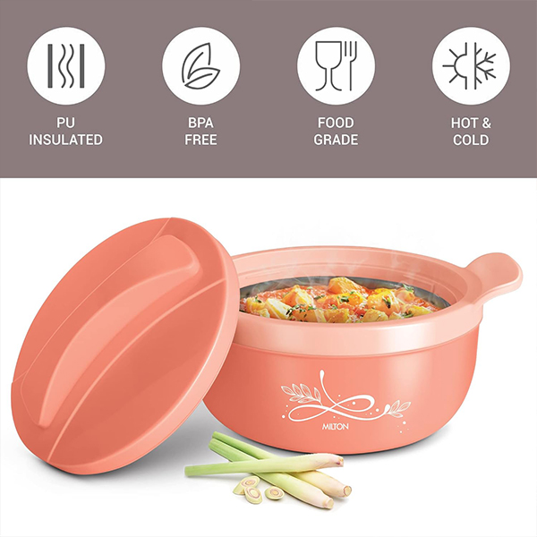 MILTON Souvenir Gift Set Peach 1500 Casserole 1.38 ml and Crystal 1000 Flask - 970 ml-3