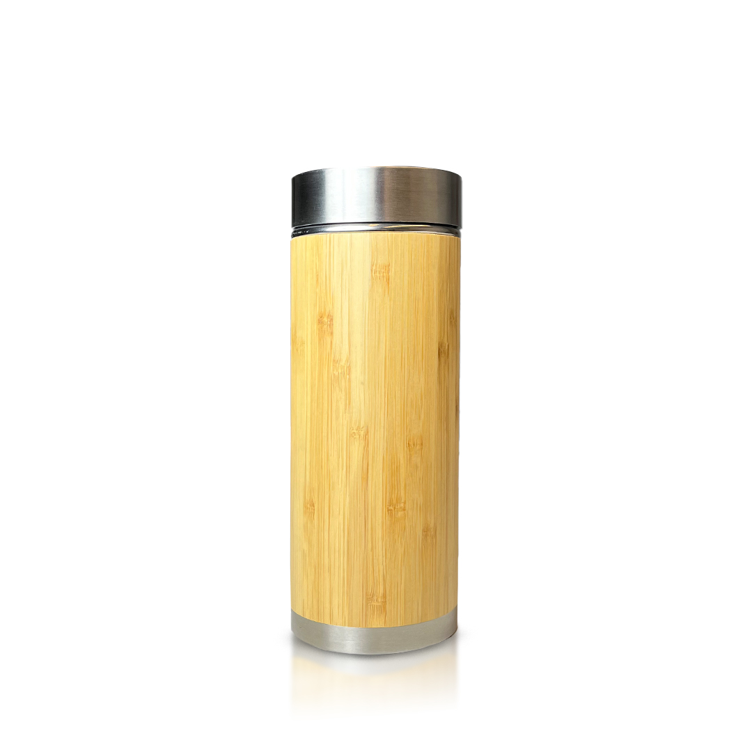 Bamboo Stainless Steel Bottle 450ml with Custom Logo Branding
