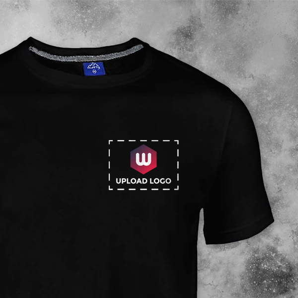 Ruffty Crew Neck Cotton T-shirt for Men Black - Custom Logo Left Chest-1