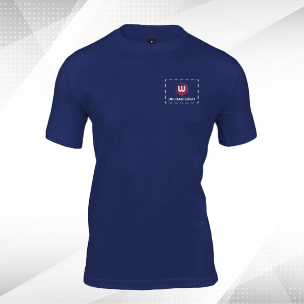 Skinta Fit Half Sleeve Round Neck T-Shirt for Men (Navy Blue) - Custom Logo Left Chest