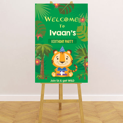 Jungle-Themed Custom Birthday Welcome Board