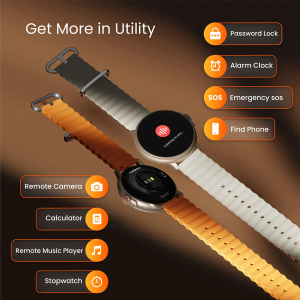 Ambrane Wise Rush Smart Watch (Orange)-1