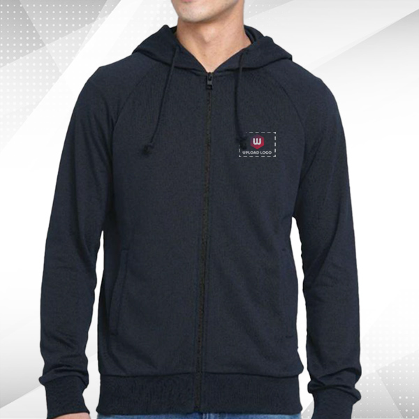 Jack & Jones Austin Hoodie Jacket with Custom Logo (Navy Blue)-1