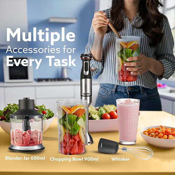 AGARO Grand 1000 Watts Hand Blender With Chopper-2
