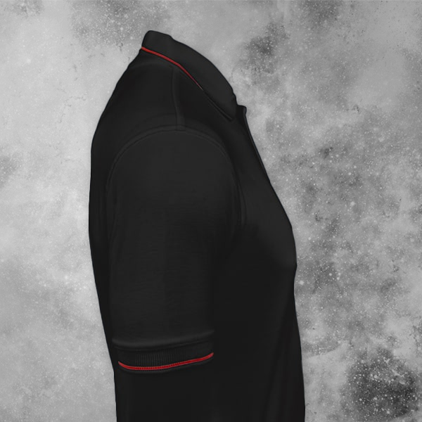 Scott Organic Cotton Polo T-Shirt for Men Black with Red - Custom Logo  Left Chest-1