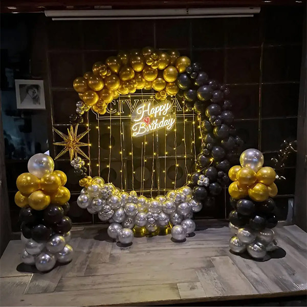 Midnight Luxe Birthday Balloon Arch