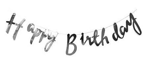Happy Birthday Banner Cursive Letters - Silver-2