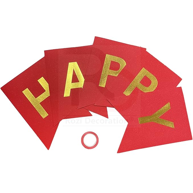 Happy Anniversary Glitter Banner - Red-3