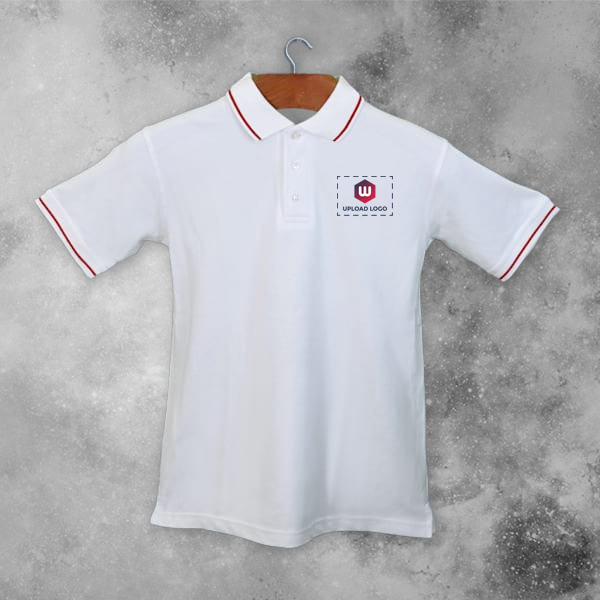Scott Organic Cotton Polo T-Shirt for Men White with Red - Custom Logo Left Chest & Right Arm-3