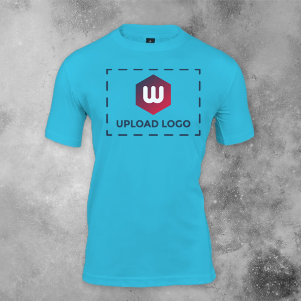 Skinta Fit Half Sleeve Round Neck T-Shirt for Men (Aqua Blue) - Custom Logo