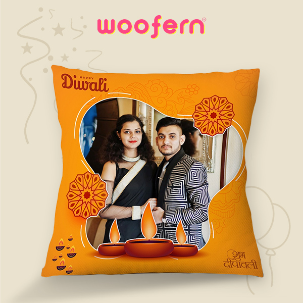 Diwali Personalized Photo Cushion-0