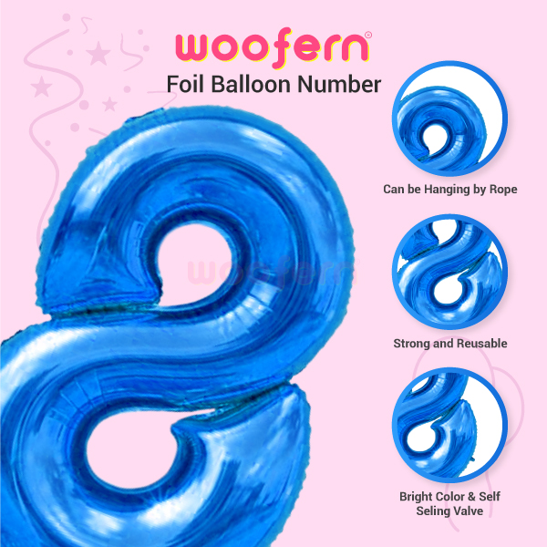 Blue Foil Balloon Number 8 - 16 inch-3