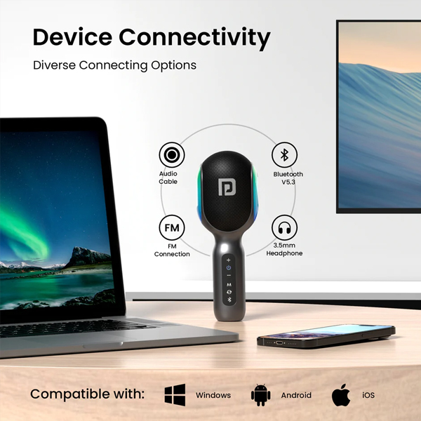 Portronics Dash 2 Karaoke Mic with 10W Speaker, Upto 10 Hour Playtime-1