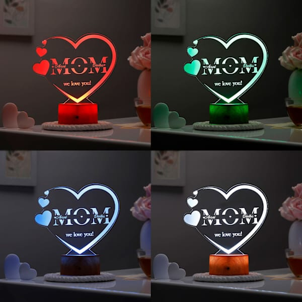 Personalized Love You Mom – LED Lamp with Wood Base-3